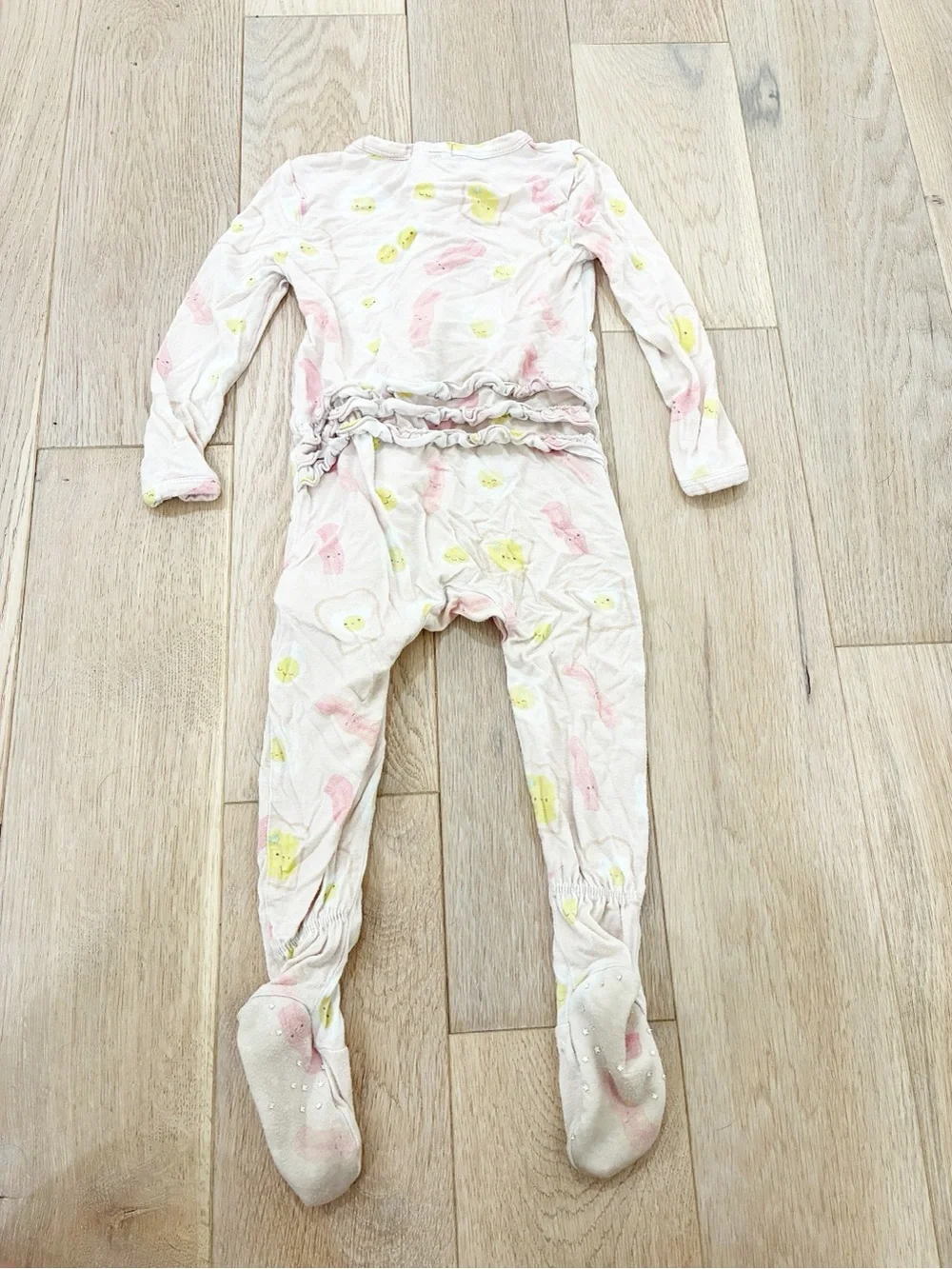Angel Dear Pink and Yellow Footed Baby One-Piece